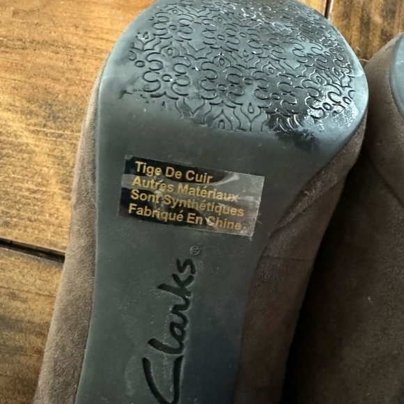 CLARKS INDIGO Taupe/brown Genuine Leather Suede Pumps High Heels Neutral size 7 - Picture 4 of 12